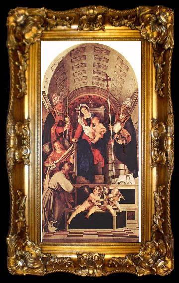 framed  Lorenzo Lotto Madonna and Child with Sts Dominic, ta009-2