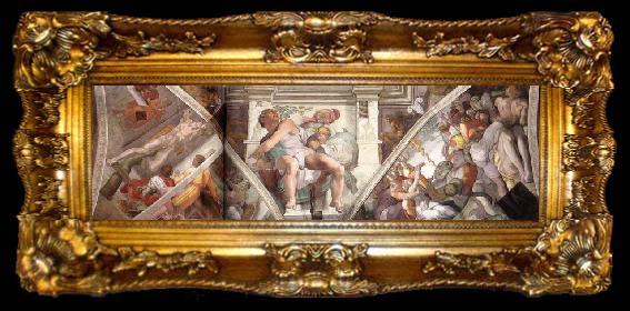 framed  Michelangelo Buonarroti Frescoes above the altar wall, ta009-2