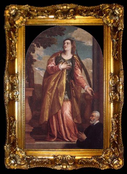 framed  Paolo Veronese Sta Lucia och en donator, ta009-2