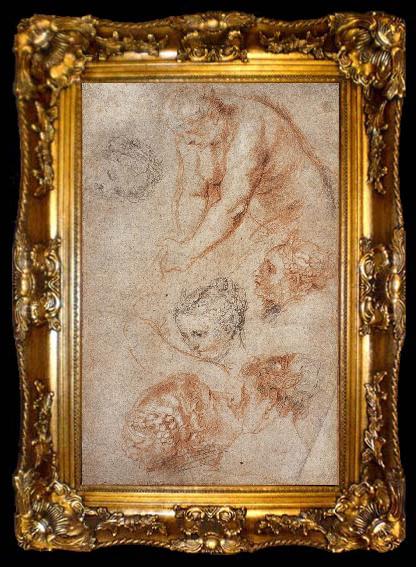 framed  Peter Paul Rubens Woman sketch, ta009-2