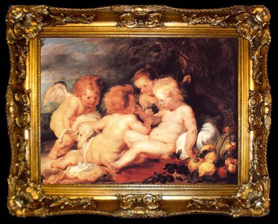 framed  Peter Paul Rubens Christ and Saint John with Angels, ta009-2