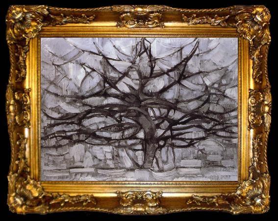 framed  Piet Mondrian Grey tree, ta009-2