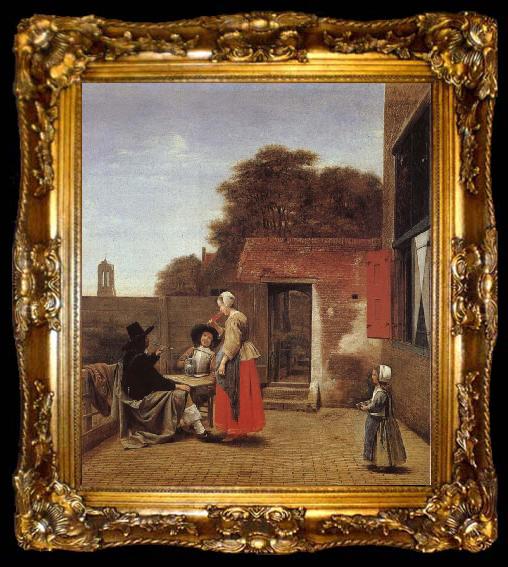 framed  Pieter de Hooch Dutch gard, ta009-2