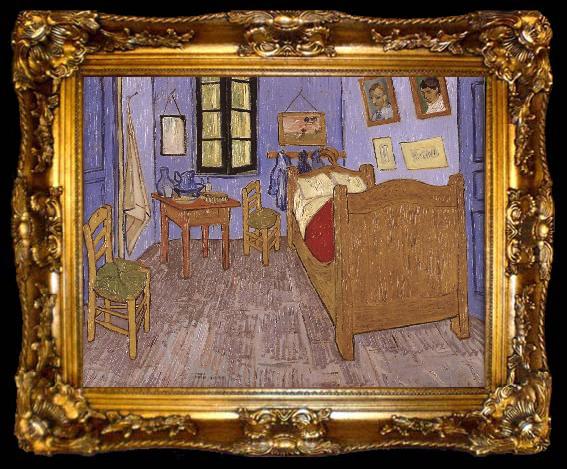 framed  Vincent Van Gogh Vincent-s bedroom in Arles, ta009-2