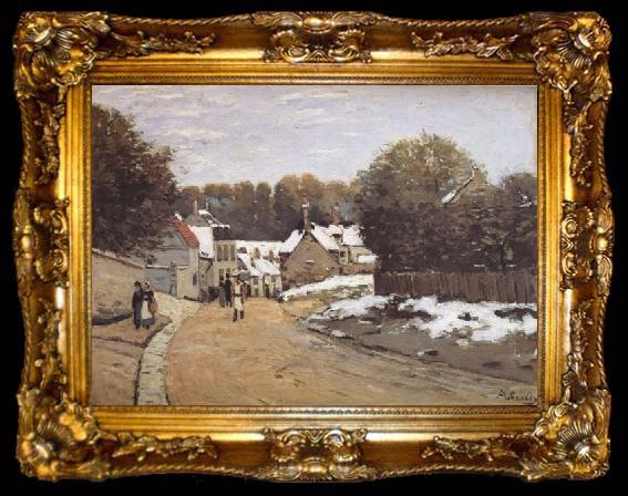 framed  Alfred Sisley Early Snow at Louveciennes, ta009-2
