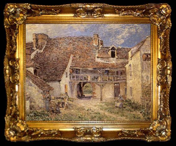 framed  Alfred Sisley Courtyard of Farm at St-Mammes, ta009-2