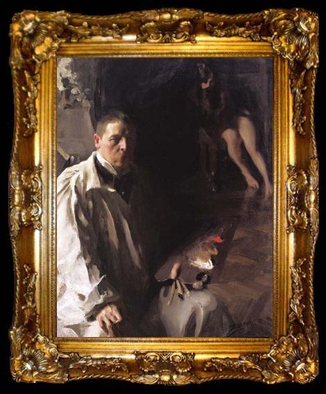 framed  Anders Zorn Self-Portrait with Model, ta009-2