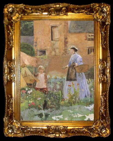 framed  George John Pinwell,RWS In a Garden at Cookham (mk46), ta009-2