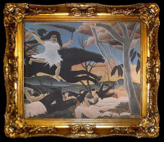 framed  Henri Rousseau War It Passes,Terrifying,Leaving Despair,Tears,and Ruin Everywhere, ta009-2