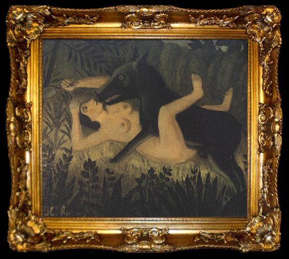 framed  Henri Rousseau Beauty and the Beast, ta009-2