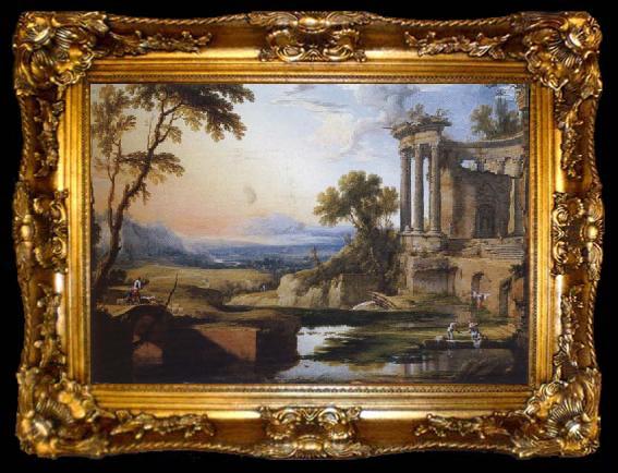 framed  Pierre Patel Landscape with a Colonnade,Washerwomen and Shepherds, ta009-2