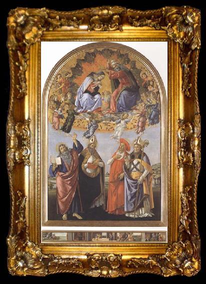framed  Sandro Botticelli Coronation of the Virgin,with Sts john the Evangelist,Augustine,Jerome and Eligius or San Marco Altarpiece, ta009-2
