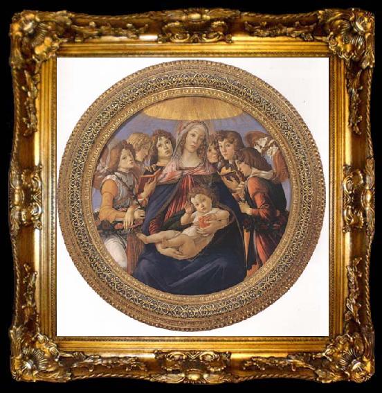 framed  Sandro Botticelli Madonna and child with six Angels or Madonna of the Pomegranate, ta009-2