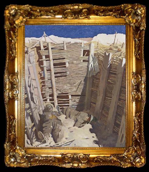 framed  Sir William Orpen Dead Germans in a Trench, ta009-2