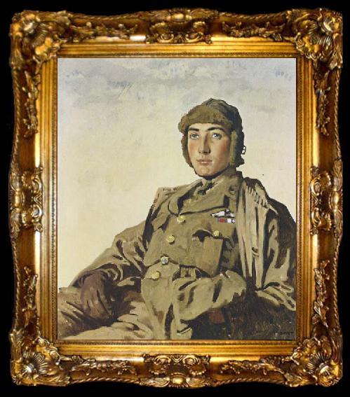 framed  Sir William Orpen Lieut A.P.F.Rhys Davids,DSO.MC, ta009-2