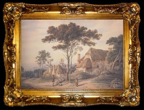 framed  William Frederick Wells Cottages at Knockholt (mk47), ta009-2