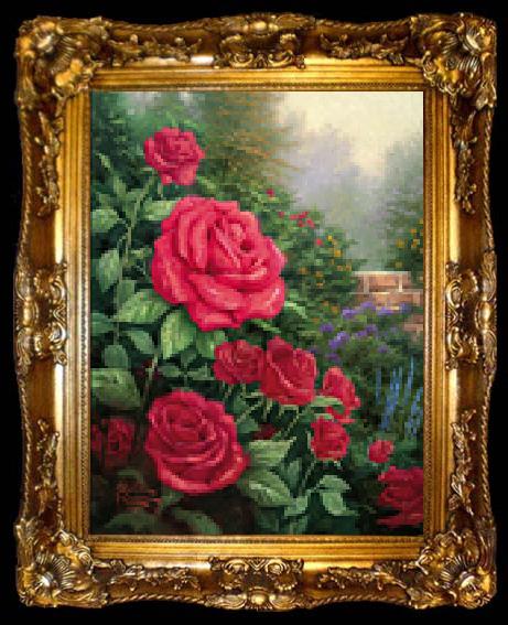 framed  unknow artist Red Roses in Garden, ta009-2