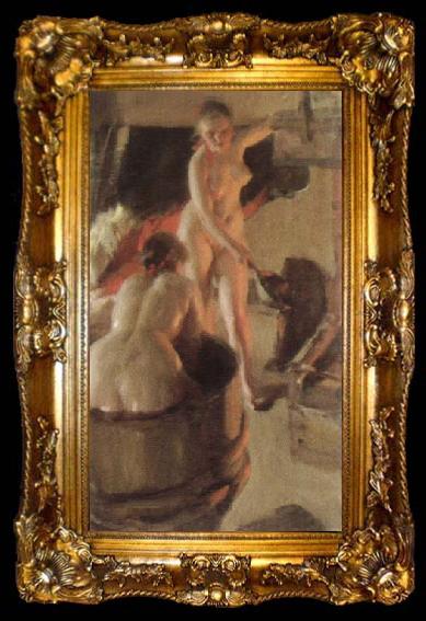 framed  Anders Zorn girls from dalarna having a bath, ta009-2