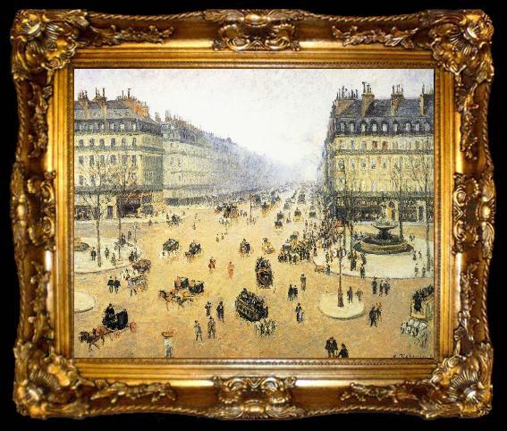 framed  Camille Pissarro Mist of the French Theater Square, ta009-2