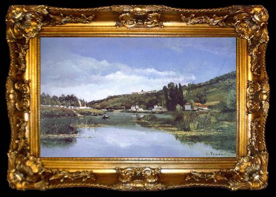 framed  Camille Pissarro First Nepali Weiye Marx and Engels river bank, ta009-2