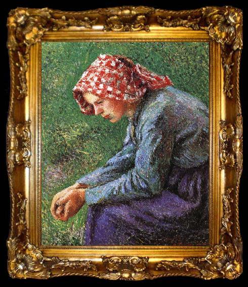 framed  Camille Pissarro Sitting, ta009-2