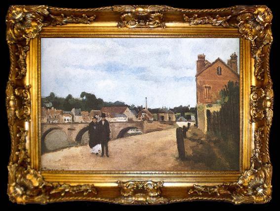 framed  Camille Pissarro Pang plans Schwarz bridge, ta009-2