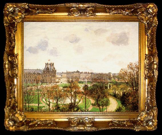 framed  Camille Pissarro Cloudy garden, ta009-2