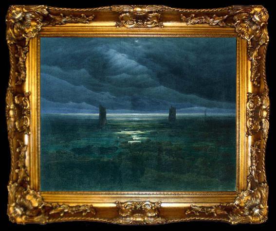 framed  Caspar David Friedrich Seashore by Moonlight, ta009-2