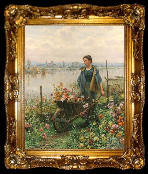 framed  Daniel Ridgeway Knight Gathering Flowers, ta009-2