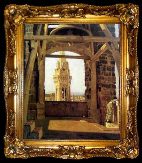 framed  Giuseppe Abbati The Tower of the Palazzo del Podesta, ta009-2