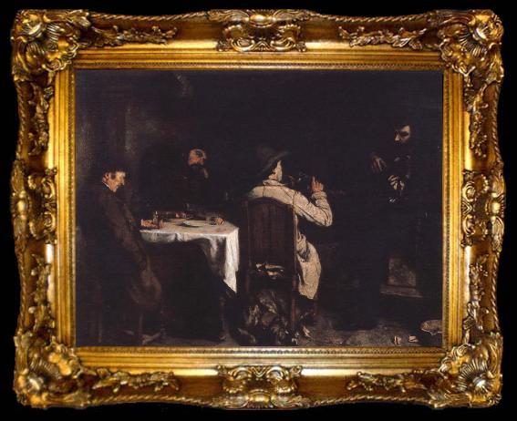framed  Gustave Courbet After the supper, ta009-2