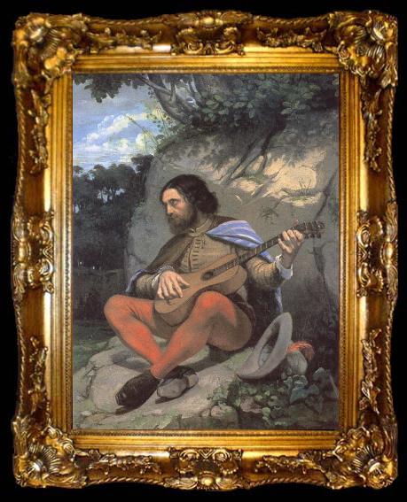framed  Gustave Courbet Young man in a Landscape or The Guitarreor, ta009-2