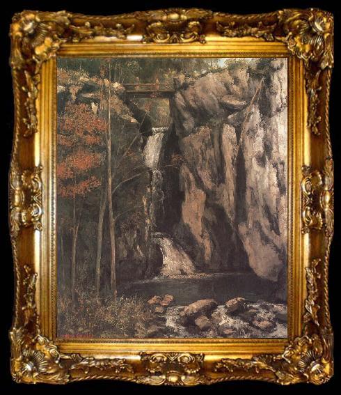 framed  Gustave Courbet Waterfall, ta009-2