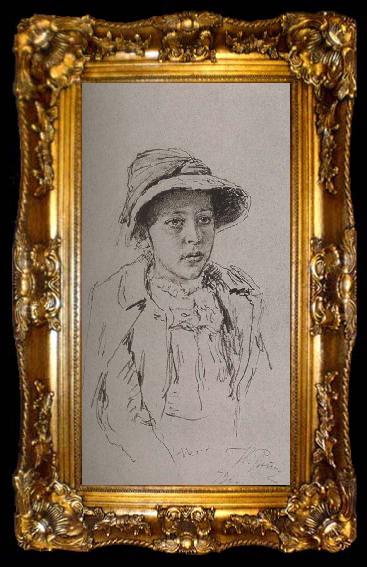 framed  Ilia Efimovich Repin Ya Treasury ZIKA her portrait, ta009-2