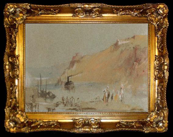 framed  J.M.W. Turner river scene with steamboat, ta009-2