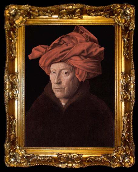 framed  Jan Van Eyck Portrait of a Man in a Turban possibly a self-portrait, ta009-2
