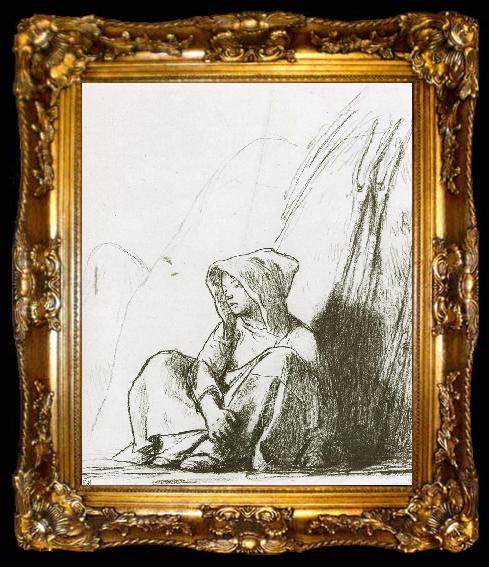 framed  Jean Francois Millet The Girl in front of the haystack, ta009-2