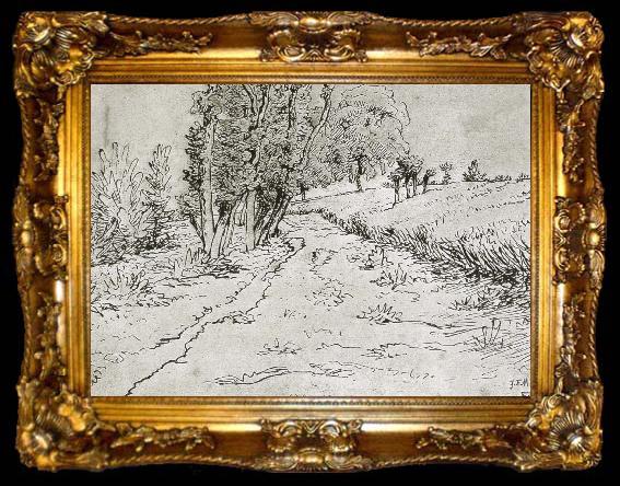framed  Jean Francois Millet Wheat field with tree, ta009-2