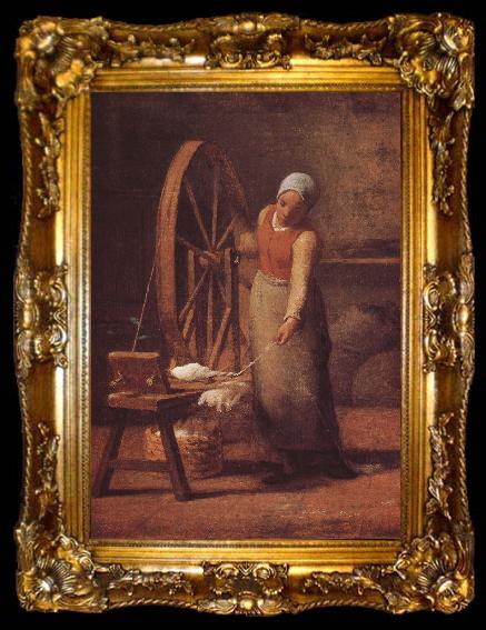 framed  Jean Francois Millet The woman weaving the sweater, ta009-2