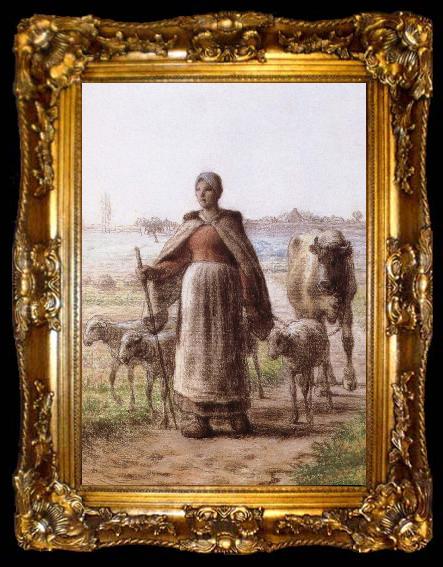 framed  Jean Francois Millet A coulp of peasant, ta009-2
