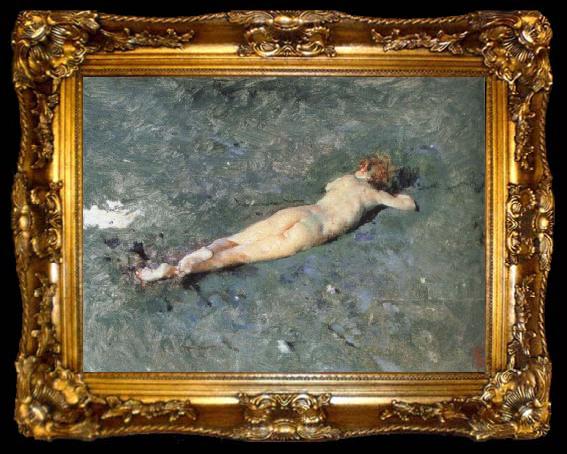 framed  Mariano Fortuny y Marsal nude on the beach at portici, ta009-2
