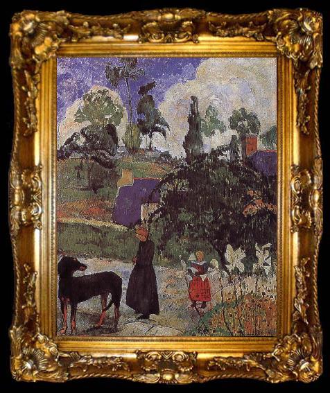 framed  Paul Gauguin There are lily scenery, ta009-2