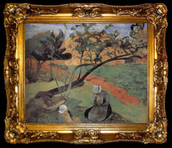framed  Paul Gauguin Brittany landscape, ta009-2