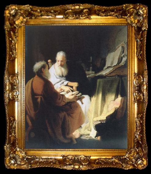 framed  Rembrandt van rijn two lod men disputing, ta009-2