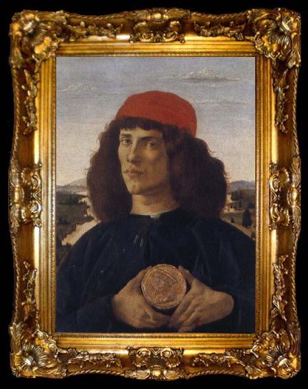 framed  Sandro Botticelli Portrait Cosimo old gentleman, ta009-2