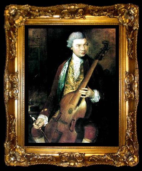 framed  Thomas Gainsborough Portrait of the Composer Carl Friedrich Abel with his Viola da Gamba, ta009-2