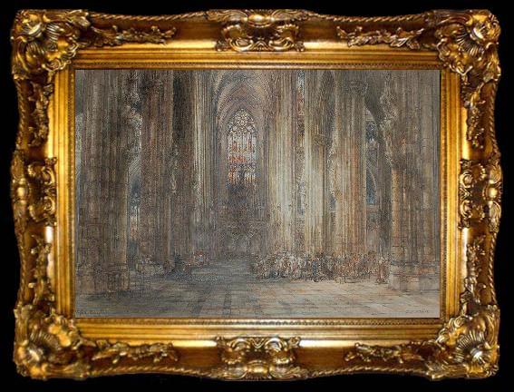 framed  Wyke Bayliss Cologne Cathedral, pen and watercolour, ta009-2