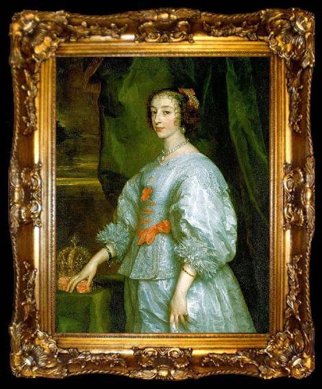 framed  Anthony Van Dyck Queen Henrietta Maria, London 1632, ta009-2
