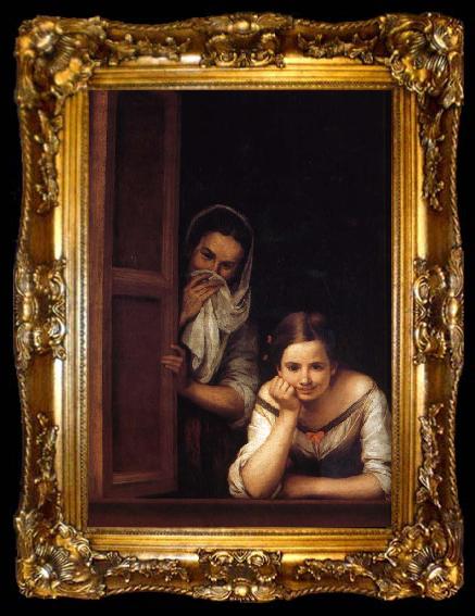 framed  Bartolome Esteban Murillo Window of two women, ta009-2