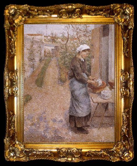 framed  Camille Pissarro woman washing dishes, ta009-2
